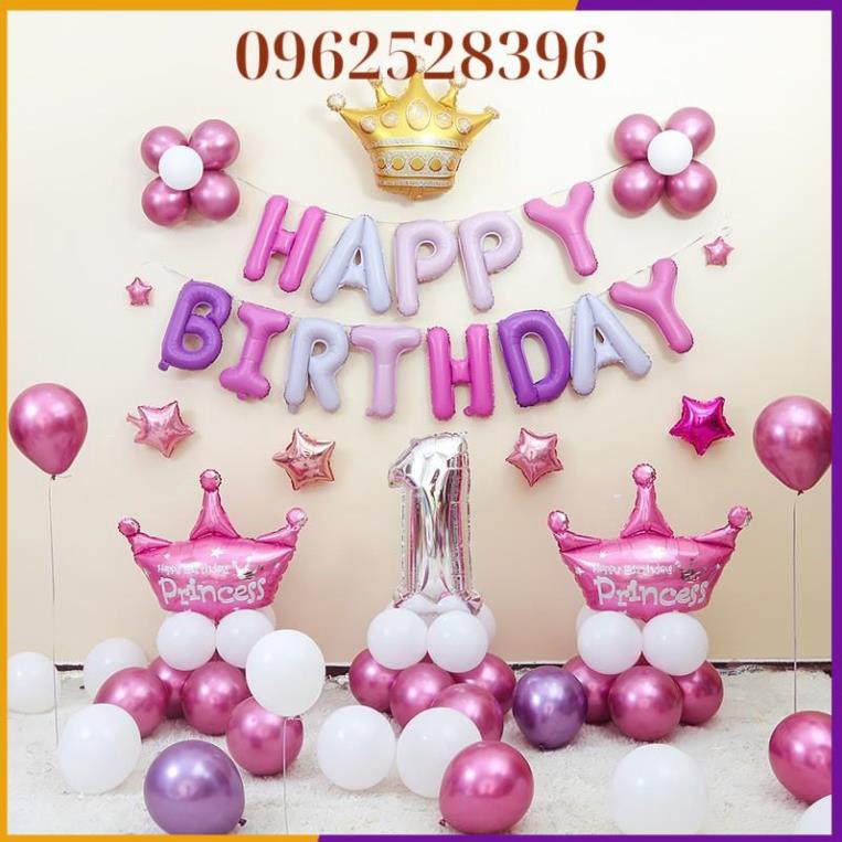 [Mẫu Mới 2020] Set bóng trang trí sinh nhật tông vàng đen như ảnh kèm 2 trụ xòe mica dựng bóng 2 bên