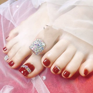 Sét 24 móng chân giả đính đá cao cấp kèm keo