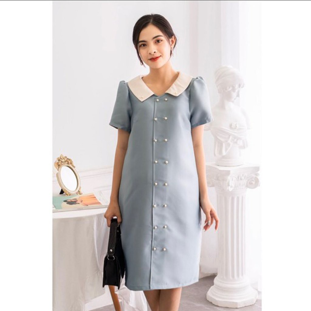 Váy bầu thời trang thiết kế M258 chất chéo hàn freesize từ 45 đến 70kg