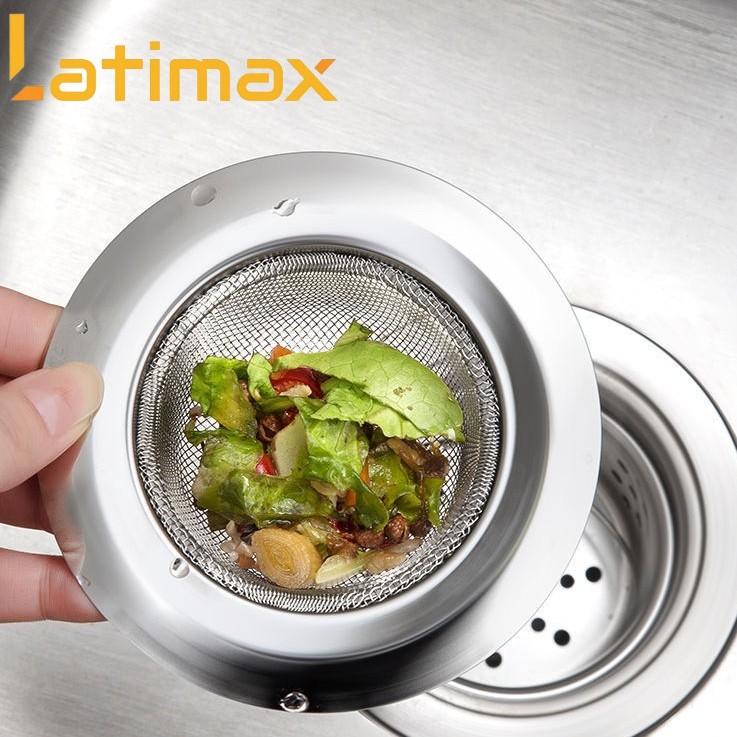 Tấm lưới lọc rác bồn rửa chén, chậu rửa bát, khe thoát nước nhà tắm Inox chống han gỉ Latimax đường kính 11.3 cm