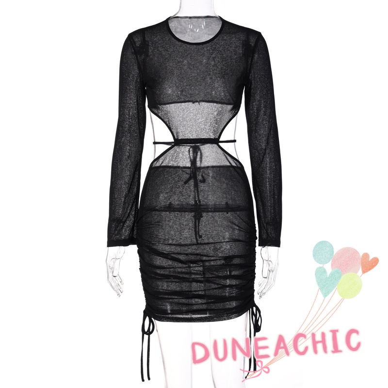 Đầm body DUNEA tay dài thiết kế xuyên thấu quyến rũ