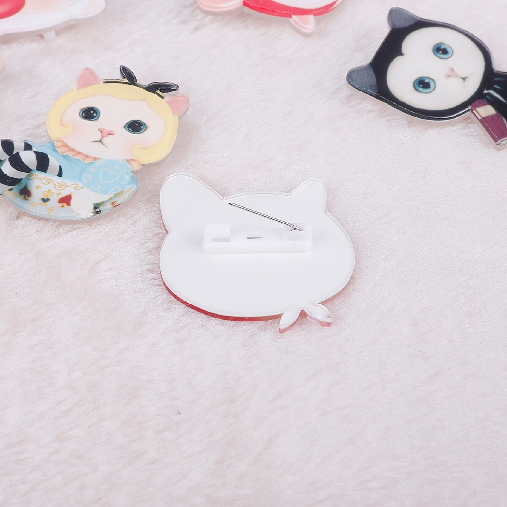 Ghim cài áo hình mèo hoạt hình dễ thương phong cách Harajuku cho nữ/ bé gái