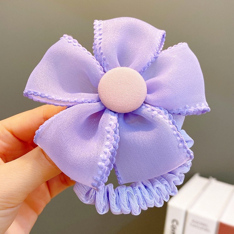 1 Dây Cột Tóc Co Dãn Đính Hoa Lớn Dễ Thương Cho Bé Gái