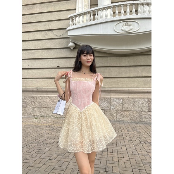 Caleelilou - Đầm Corset phối ren thêu Calista