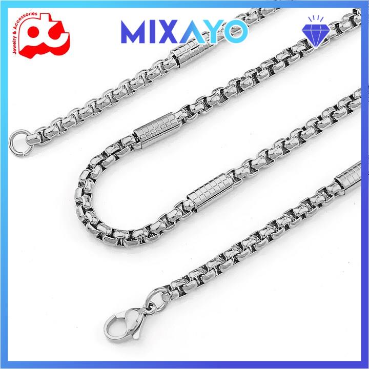 Dây chuyền nam titan cao cấp thời trang rẻ đẹp inox kiểu bọc khoanh chạm họa tiết tròn MIXAYO kích cỡ 4mm PTDCNA162