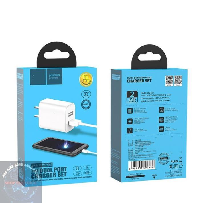 [FREESHIP] BỘ CÁP SẠC SIÊU NHANH - Củ Sạc Nhanh 2 Cổng Hoco C62 Và Cáp Micro USB - PHỤ KIỆN CÔNG NGHỆ HÀ NỘI