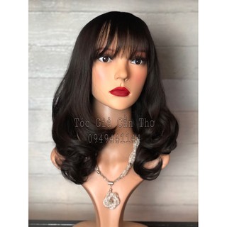 Tóc bộ xoăn lọn 45cm nâu đen