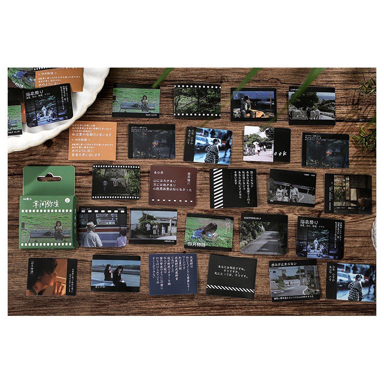 Hộp 46 chiếc sticker PHONG CẢNH CUỘC SỐNG ĐƯỢM BUỒN nhẹ nhàng vintage trang trí góc học tập, bullet journal