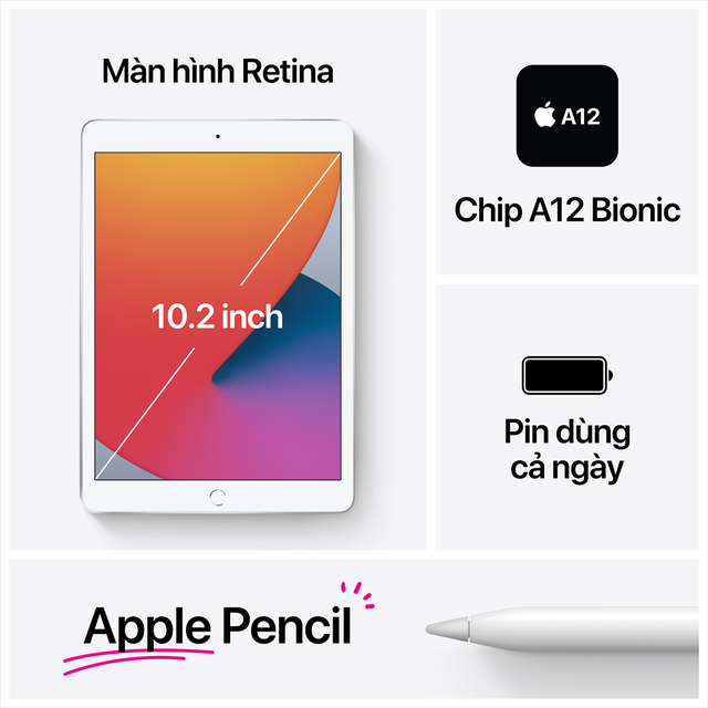 Apple iPad Gen 8th 10.2-inch Wi-Fi 32GB - ZA/A Bản Chính Hãng BH Apple tại Việt Nam