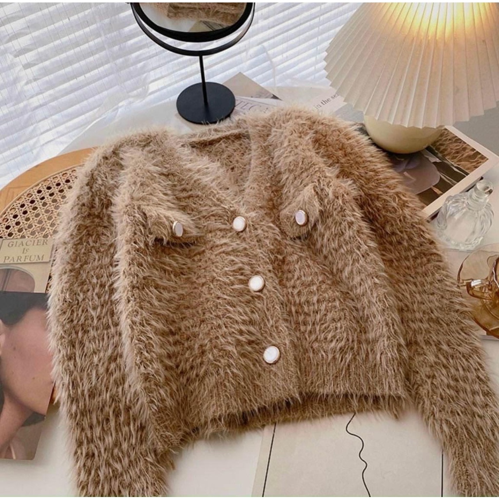 Áo Cardigan len lông thỏ