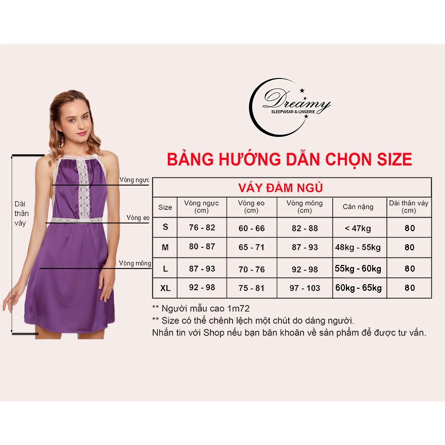 Váy ngủ sexy, váy ngủ 2 dây lụa mềm mịn quyến rũ , đồ ngủ sexy, đồ ngủ hai dây ,đồ ngủ nữ dáng xòe chéo lưng VX25