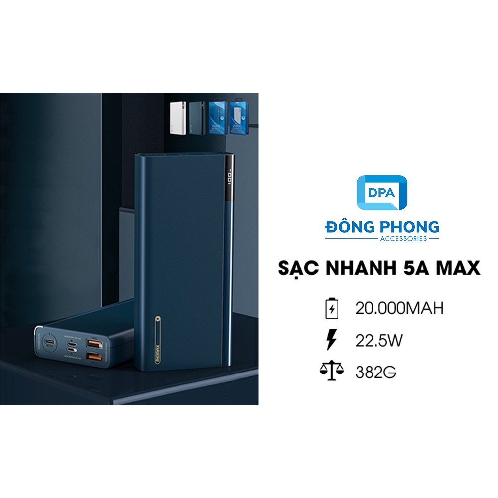 [Mã 159ELSALE hoàn 7% đơn 300K] Pin Sạc Dự Phòng Remax RPP-108 20000mAh Chính Hãng