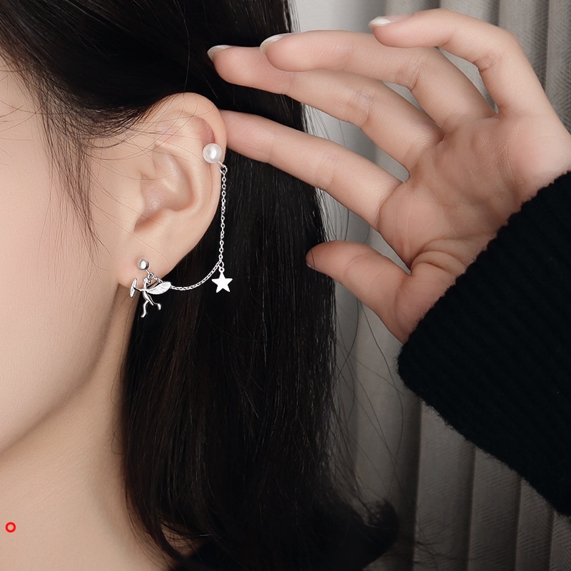 Bông tai dạng kẹp dây tua rua cho nữ