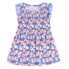 Mã S0976 váy hoa sát nách phối bèo nhún thân trên cực xinh yêu của Little maven
