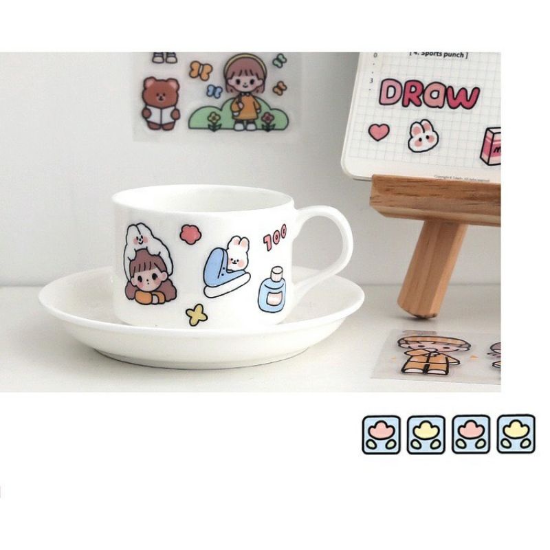 Sticker hình dán trang trí sổ, ly...hình hoạt hình dễ thương