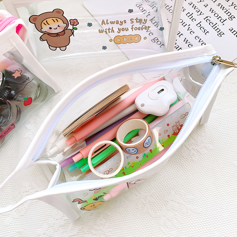 Túi Đựng Bút Trong Suốt In Hình Nhân Vật Hoạt Hình Dễ Thương