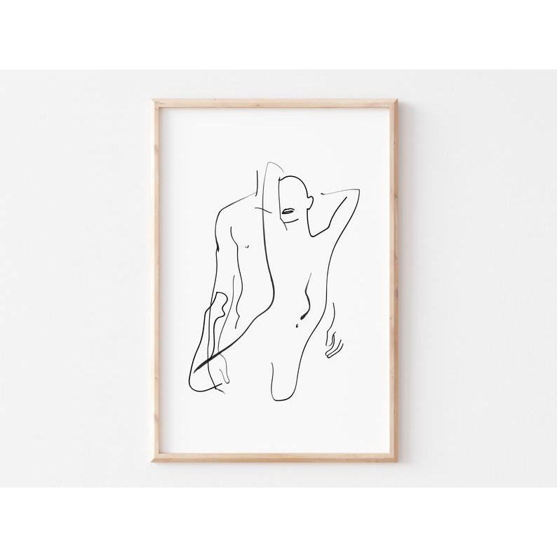 Tranh treo tường | Line art-Abstract Couple Print, Fine Line Print 101 , tranh canvas giá rẻ