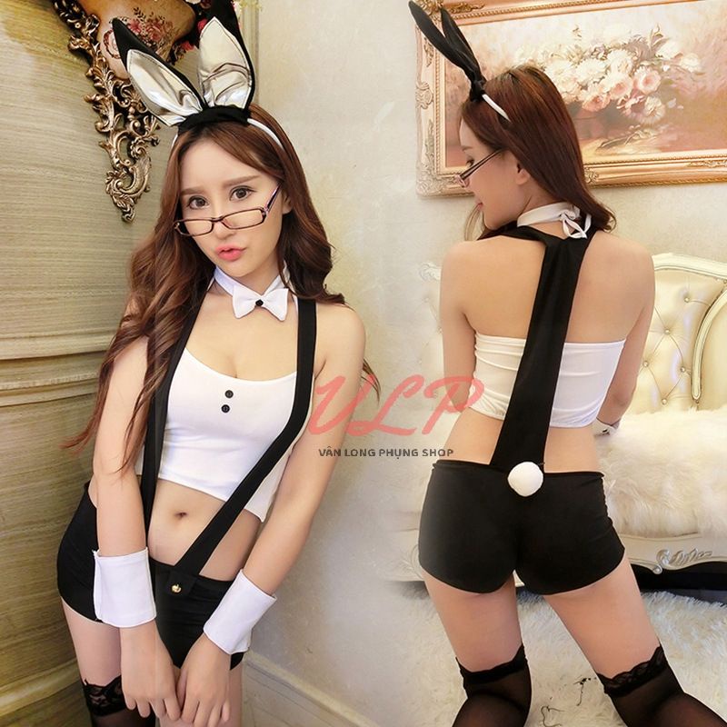 [FREESIZE_62KG]_DN65_Set cosplay thỏ áo yếm quần short yếm