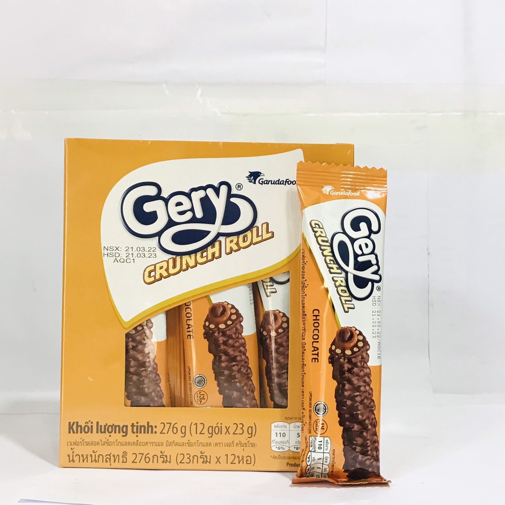 Bánh cuộn phủ Socola Gery Crunch Roll Hộp 276g (12 que)