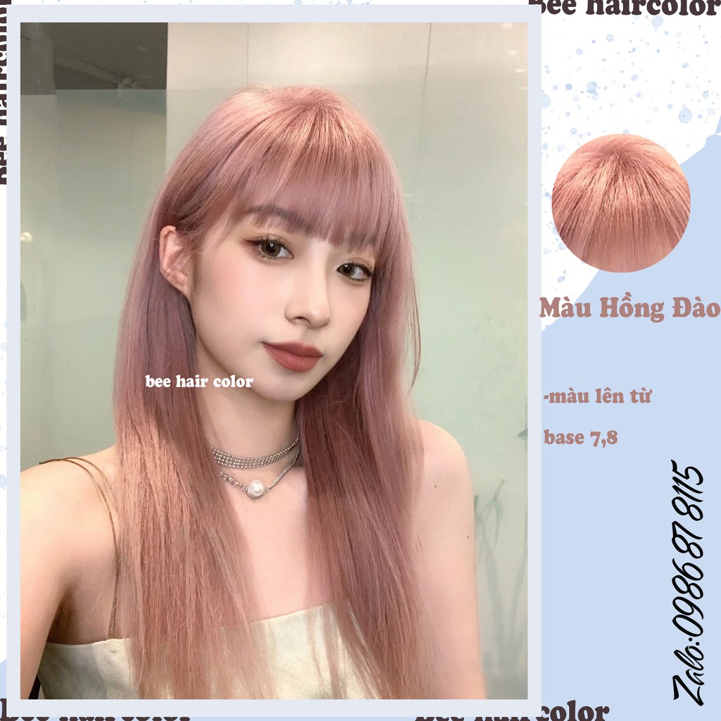 Thuốc Nhuộm Tóc màu Hồng Đào tặng oxy và gang tay