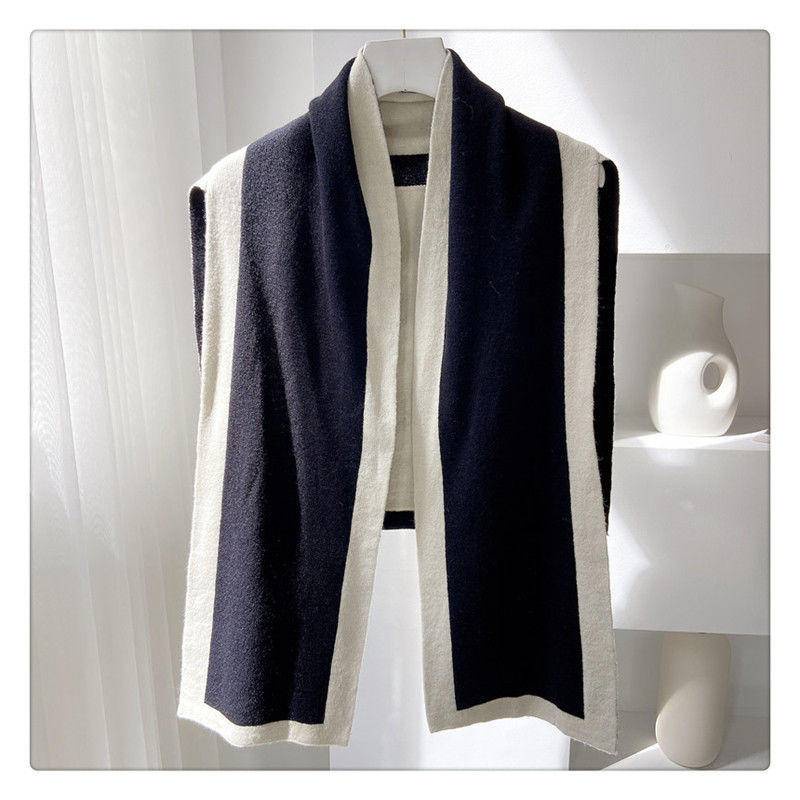 Khăn Choàng Cổ Nhỏ Vải cashmere Màu Sắc Tương Phản Thời Trang Xuân Thu Cho Nữ