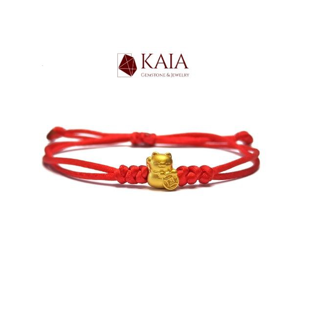 KAIA - Vòng tay handmade dây chỉ đỏ charm mèo may mắn - ME0007