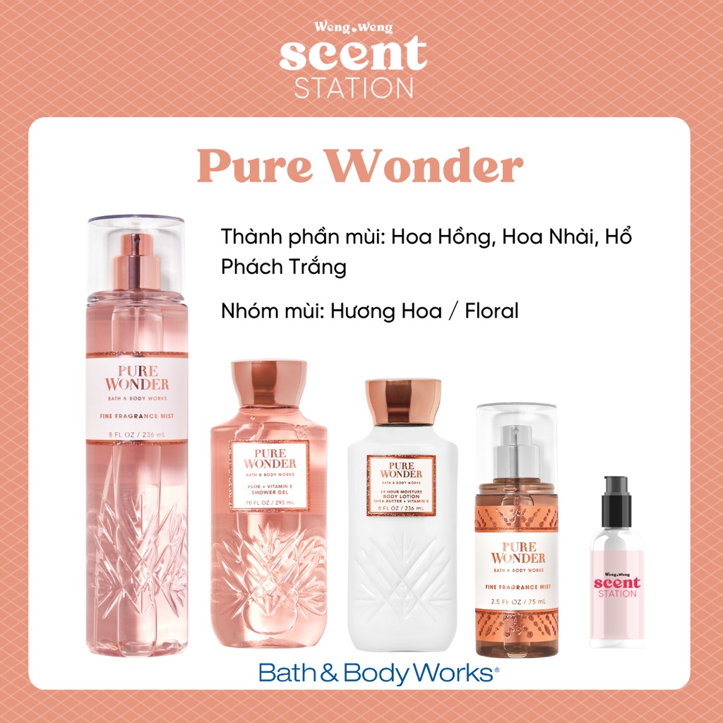 Bộ Sản Phẩm Chăm Sóc Cơ Thể Toàn Diện BBW mùi Pure Wonder