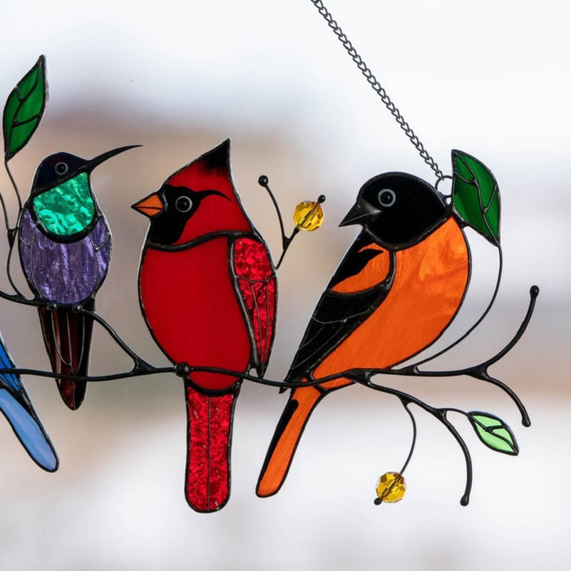 【NEW】Trang trí nhà cửa Garden Wrought Iron Bird Ornaments Colorful Bird Home Decor#YHYT