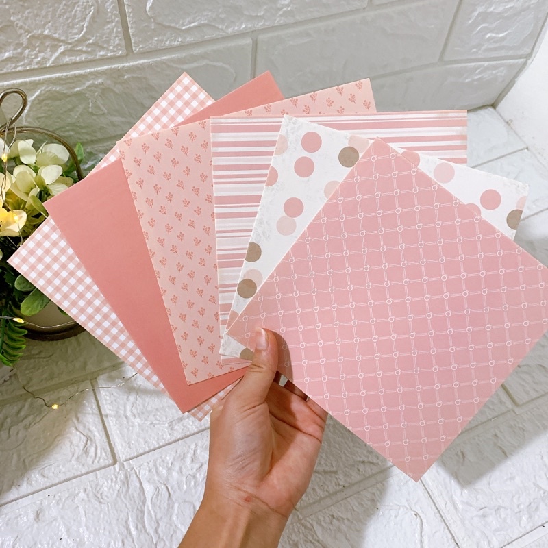 Giấy nền hoạ tiết định lượng 250gsm combo 6 tờ size 15cmx15cm giấy màu