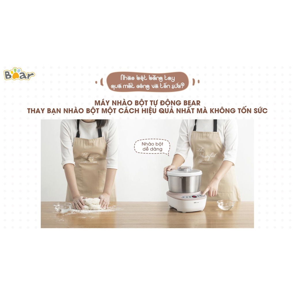 Máy Nhào Bột, Máy Nhồi Bột Tự Động Bear 3.5L, 5L, 7L. Dùng Trộn, Đánh Bột Đa Nẵng, (Bản Quốc Tế), Bảo Hành 1 Năm