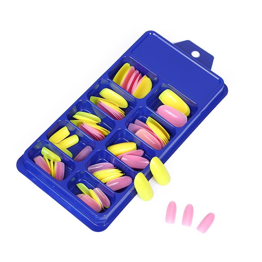 Hộp 100 Móng Tay Giả Màu Kẹo Trang Trí Nghệ Thuật Ốp