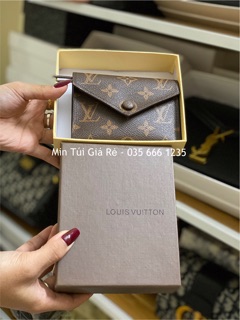 [ẢNH THẬT] - Ví lv mini cúc bấm nâu có sẵn