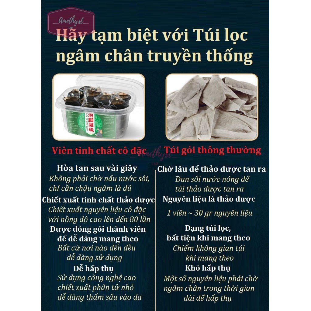 Ngâm Chân Viên Tinh Chất Cô Đặc Từ Thảo Dược Thiên Nhiên, Giảm Đau Nhức, Lạnh Chân Tay, Điều Hòa Huyết Áp