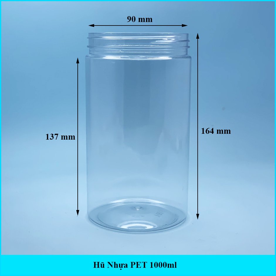 Hũ nhựa, hộp nhựa PET dáng cao nắp nhôm/nắp nhựa (250ml-500ml-750ml-1000ml-1200ml-1500ml)