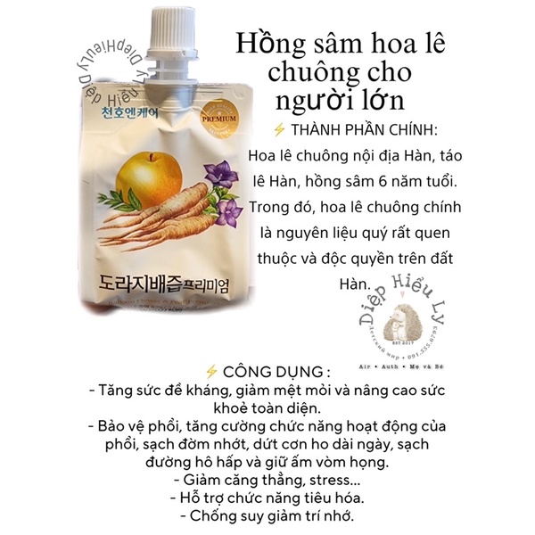 Hồng sâm hoa lê chuông cho người lớn