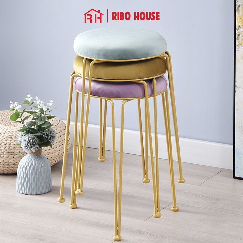 Ghế bàn trang điểm RIBO HOUSE thiết kế 3 chân tinh tế, ghế sofa trang trí phòng ngủ decor quán cà phê RIBO179