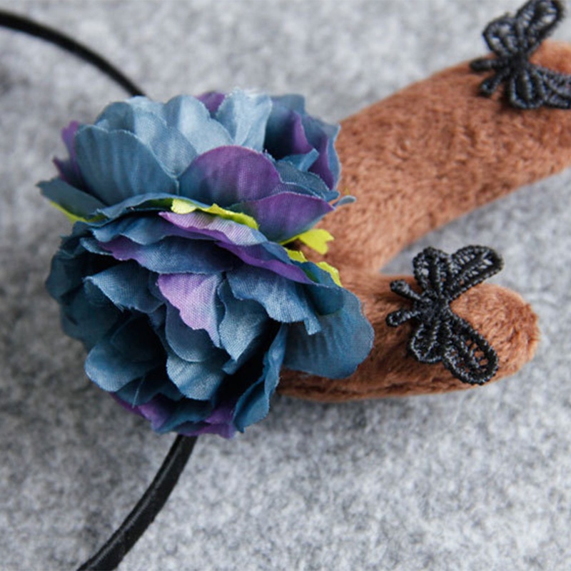 Băng Đô Cài Tóc Hình Sừng Hươu Đính Hoa Hoạt Hình Cho Bé Gái