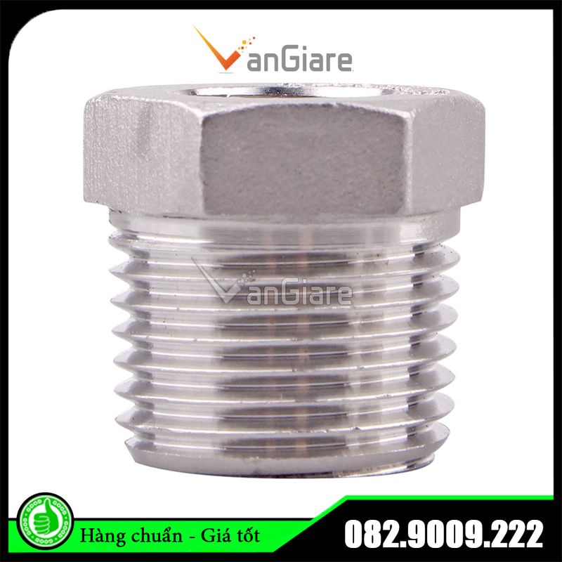 Cà rá inox, lơ thu ren inox 304, nối ren trong ren ngoài inox phi 13 17 21 27 34 42 49 60