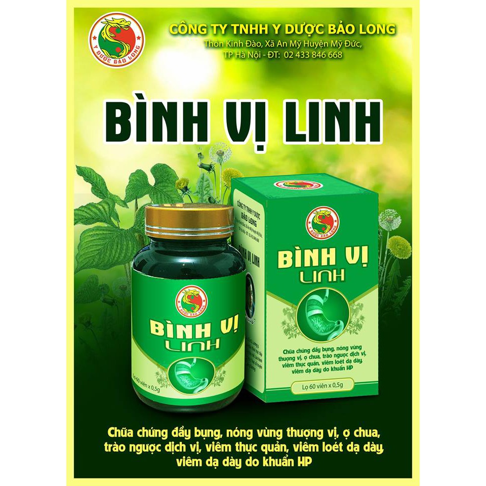 Viên uống Bình vị linh Y dược Bảo Long - Hỗ trợ điều tri đau dạ dày, trào ngược, ợ hơi khó tiêu