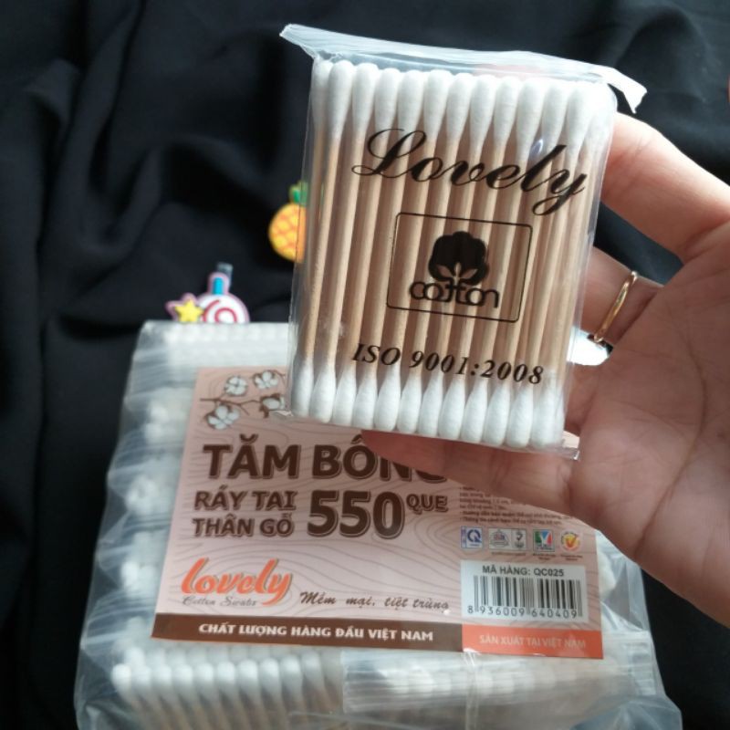 Tăm bông ráy tai thân gỗ lovely bông lớn