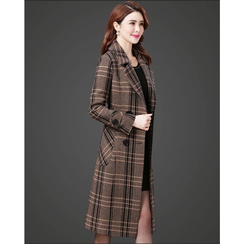 Áo Khoác Len Dày Dáng Dài Qua Gối Họa Tiết Chim Phượng Hoàng Phong Cách Hàn Quốc Thời Trang Thu Đông Cho Nữ m-4xl