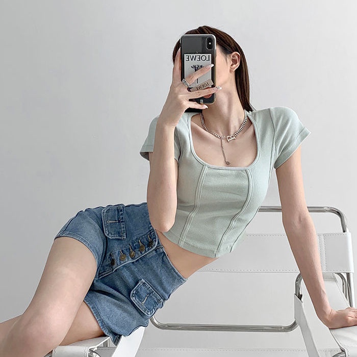 Áo Croptop Tay Ngắn Cổ Vuông JL-TX-292