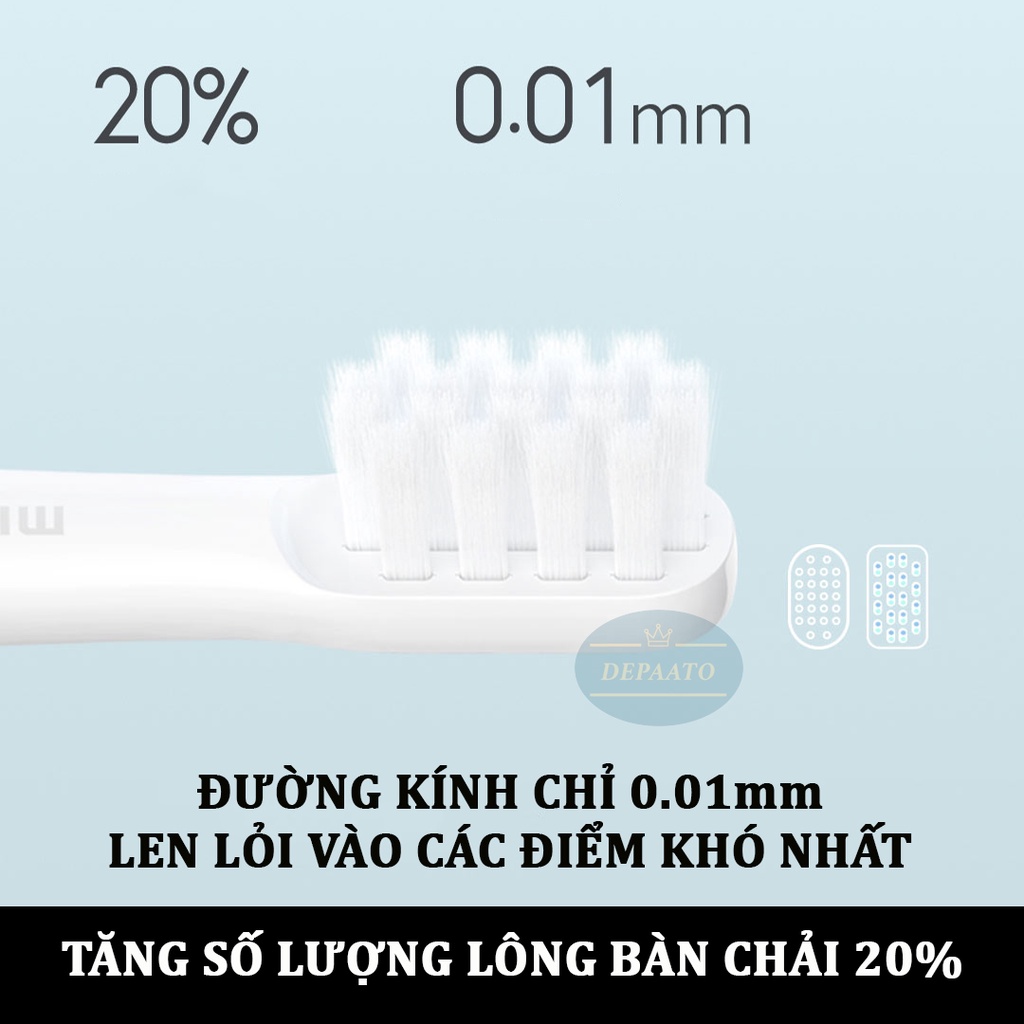 [Hỏa Tốc HCM] Bộ 3 Đầu bàn chải thay thế cho Bàn chải điện Xiaomi Mijia T100 - Lẻ một đầu bàn chải