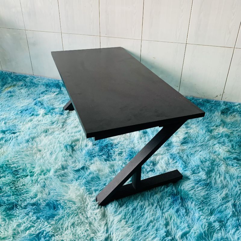 Bàn làm việc, bàn học chân sắt chữ Z gấp bệt   mặt MDF đen siêu đẹp