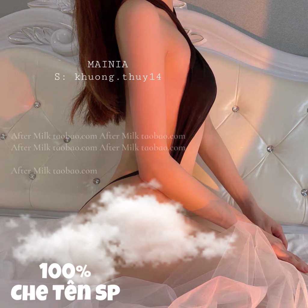 Bộ Đồ Ngủ Body Lọt Khe Dây Chéo Cổ Màu Đen Quyến Rũ Sexy Gợi Cảm Mainia Shop