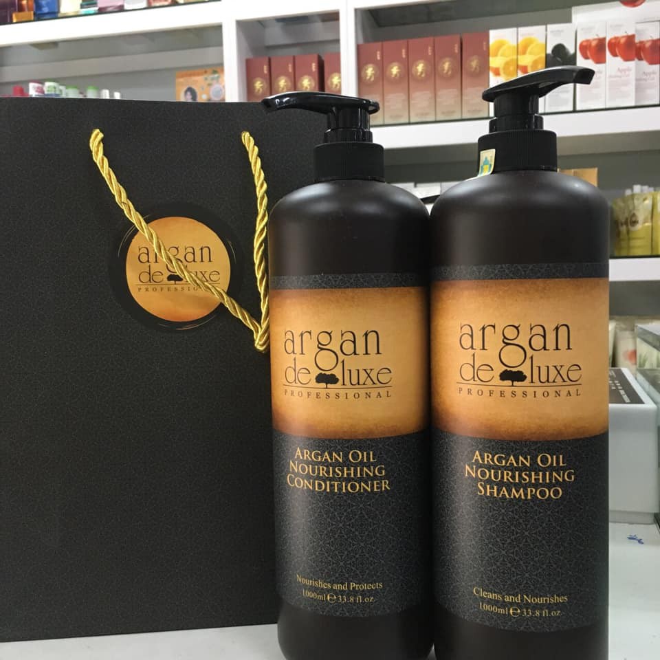 Chính Hãng - Dầu gội xả Argan Deluxe Nourishing Oil Phục Hồi Tóc Hư Tổn 1000ml x 2