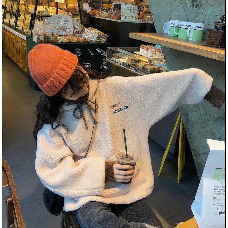 Order | Áo hoodie nỉ lông cừu cao cổ nhí nhảnh cực xinh