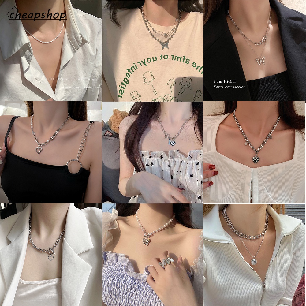 iF YOU Dây chuyền mặt hình trái tim và bướm thời trang thanh lịch cho nữ