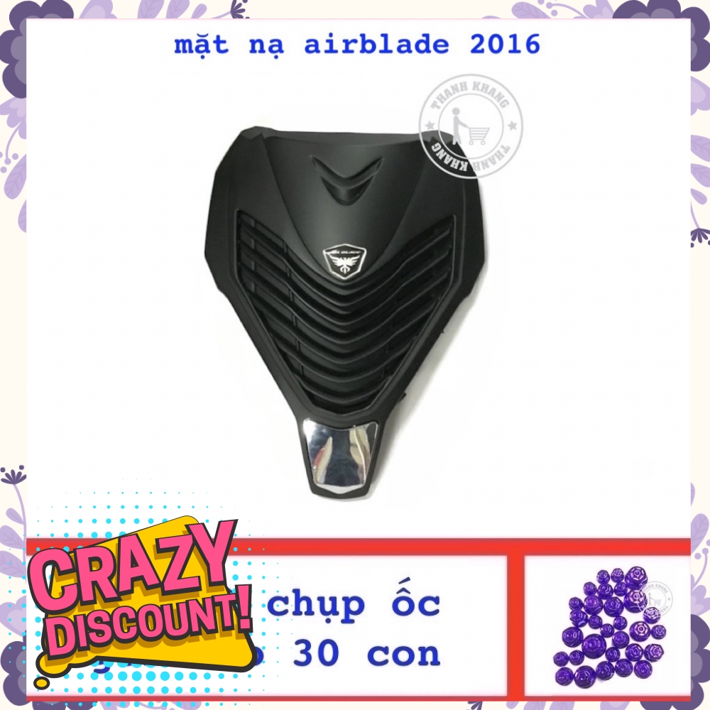 Mặt nạ Airblade 2016 thanh khang màu đen mờ tặng bộ chụp ốc trang trí màu tím 006001159  006000563