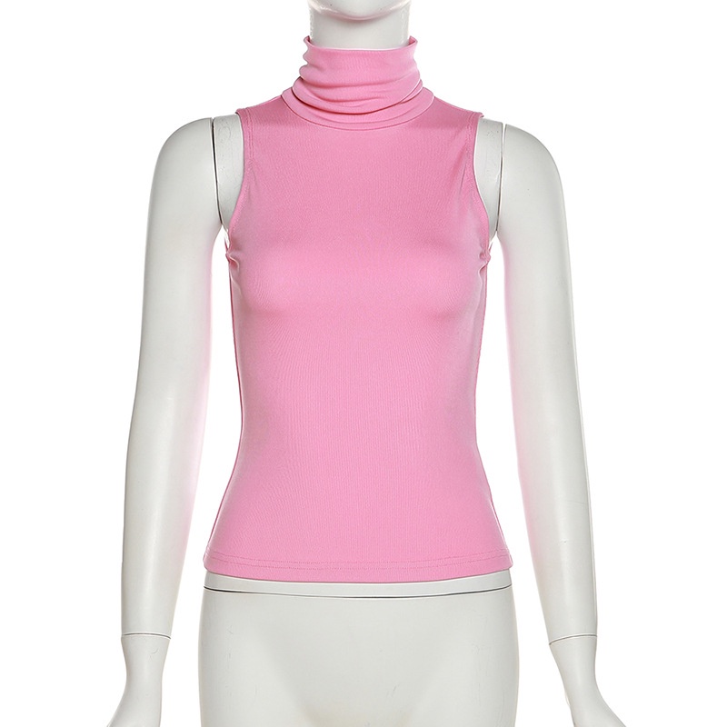 Áo Tank Top Cổ Cao Màu Trơn Phong Cách Đường Phố Cá Tính Cho Nữ